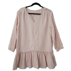 Kensie Pink 3/4 Puff Sleeve Gauze Tunic Top Size Large